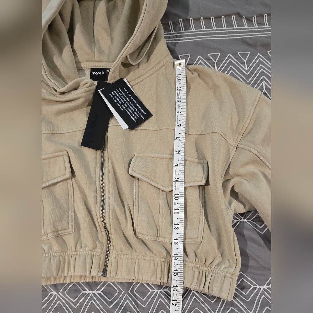 Mono B Cropped Full Zip Hooded Sweatshirt Size Medium - Picture 3 of 5